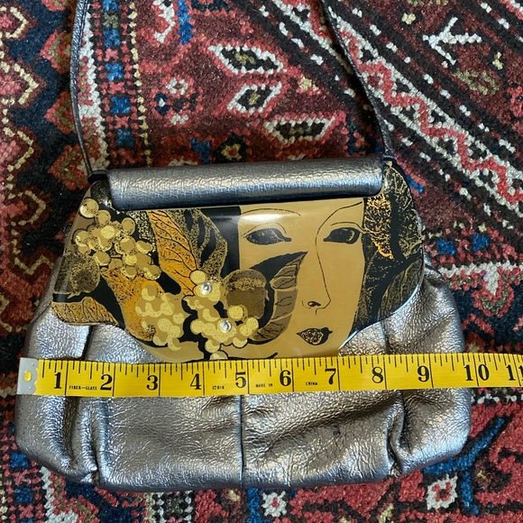 Vintage Moon Bag 1987 Patricia Smith Metallic Hand Painted Changeable Purse 80s - Picture 11 of 14